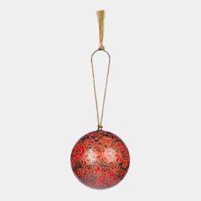 Red Papier Mache Baubles, Set of 6