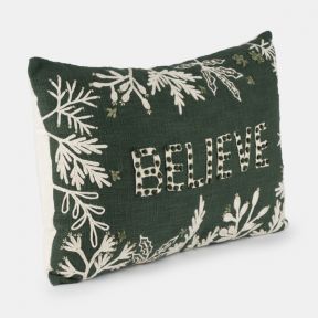 Green Believe Cotton Embroidered Cushion