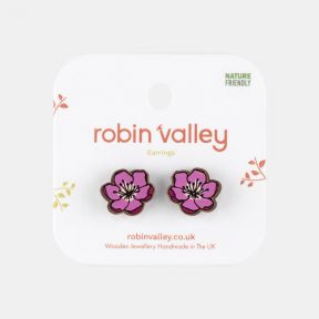 Robin Valley Hand-Painted Cherry Blossom Earrings