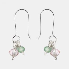 Just Trade Silver Plated Green and Rose Bead Earrings