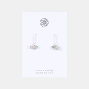 Just Trade Silver Plated Green and Rose Bead Earrings