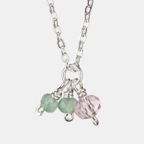 Just Trade Silver Plated Green and Rose Bead Necklace