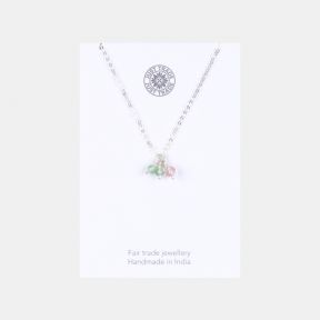 Just Trade Silver Plated Green and Rose Bead Necklace