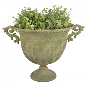 Aged metal Green Urn Round