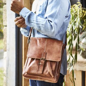 Leather Cross Body Bag, Brown