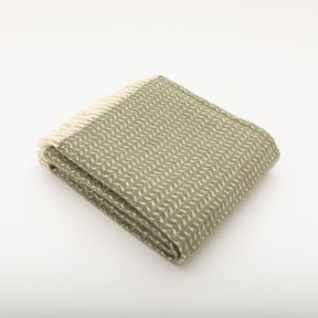 National Trust Pure New Wool Throw Leaf Weave Sage