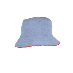 Chambray Lace Trim Children's Bucket Hat, Blue