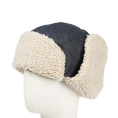 Trapper Hat with Shearling Lining, Navy