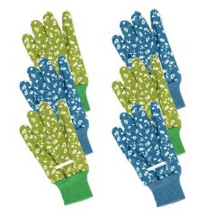 Ladies Cotton Meadow Garden Gloves, Triple Pack