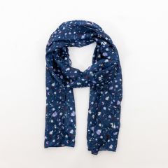 National Trust Silk Scarf with Foil, Navy Ditsy