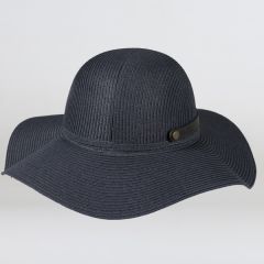 Navy Foldable Sun Hat with Leather Clasp