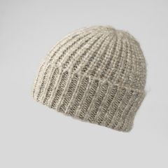 Knitted Beanie Hat, Oat