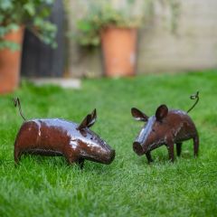 Sculpture Pig Recycled Metal