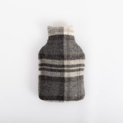 Pure New Wool Hot Water Bottle with Cover, Cottage Grey/Charcoal
