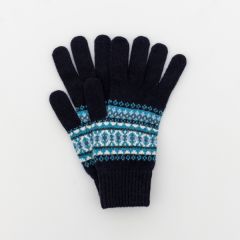 National Trust Fairisle Knit Gloves, Kerse Navy
