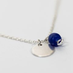 Sterling Silver and Blue Recycled Glass Necklace