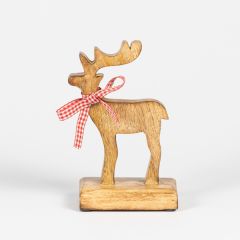 Wooden Reindeer with Bow