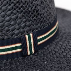 National Trust Navy Paper Fedora Hat with Trim