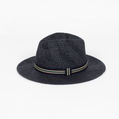 National Trust Navy Paper Fedora Hat with Trim