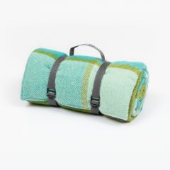 National Trust Check Picnic Rug, Green and Blue