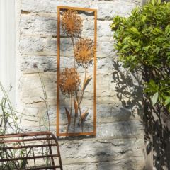 Alliums in Frame, Rust Wall Art