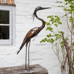 Metal Heron Garden Sculpture