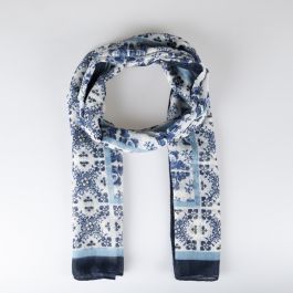Geometric Tile Print Recycled Polyester Scarf