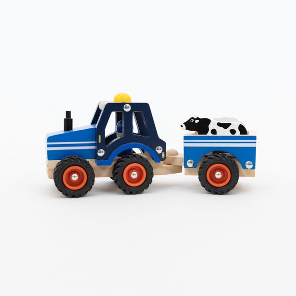 Wooden Tractor and Trailer, Assorted Colours