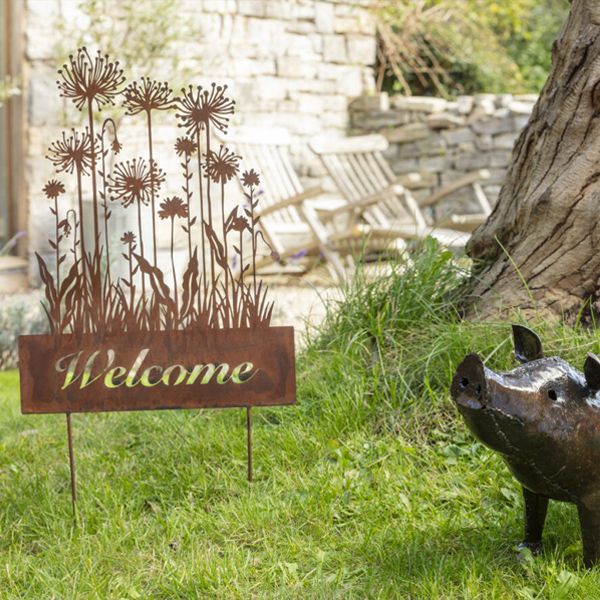 Wildflower Ground Stake Welcome Sign