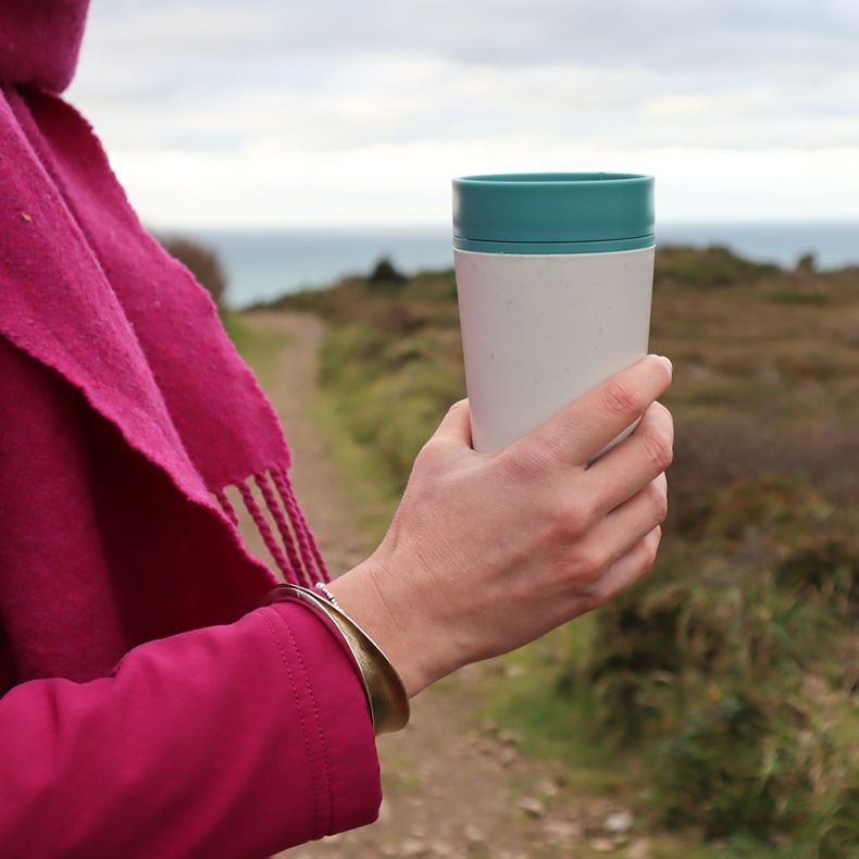 Circular & Co 12oz Chalk and Aqua Marine Green Reusable Coffee Cup