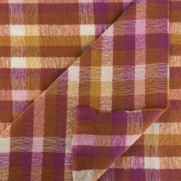 National Trust Rust, Ochre and Pink Light Woven Small Check Scarf