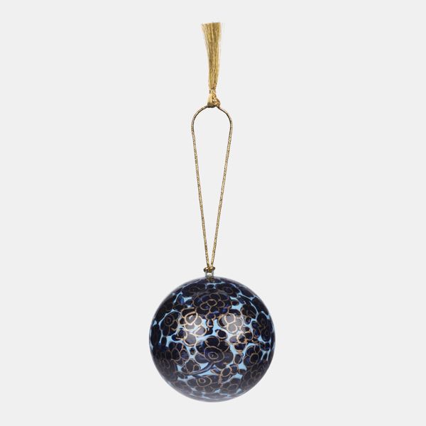 Blue Papier Mache Baubles, Set of 6