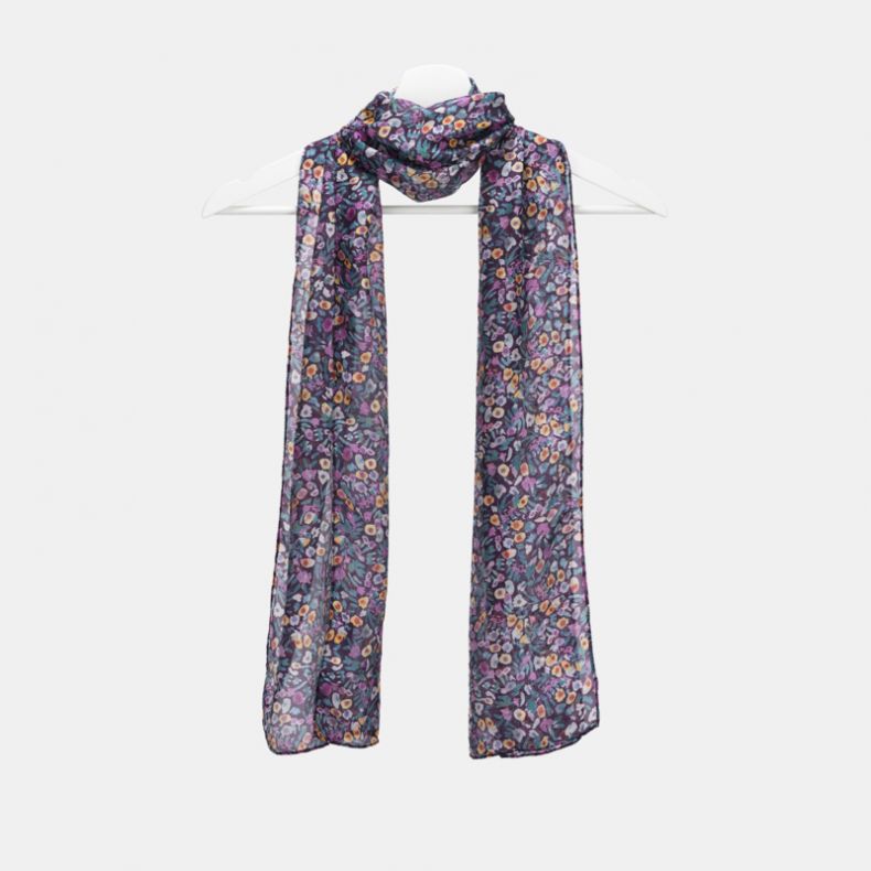 National Trust Quarry Bank Ditsy Floral Purple Silk Scarf