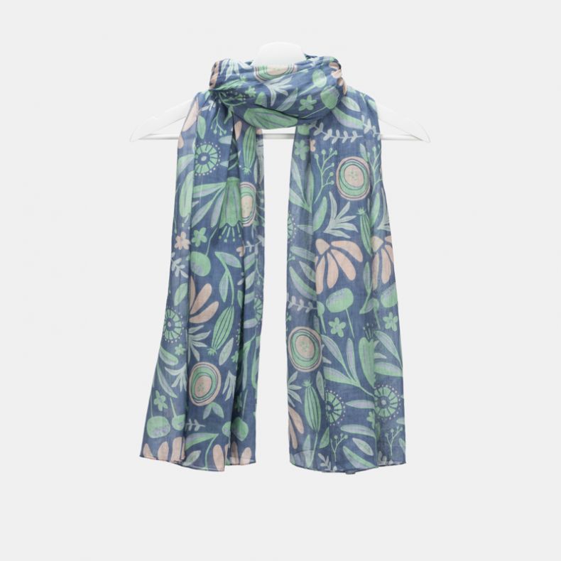 POM Teal and Blue Meadow Organic Cotton Scarf