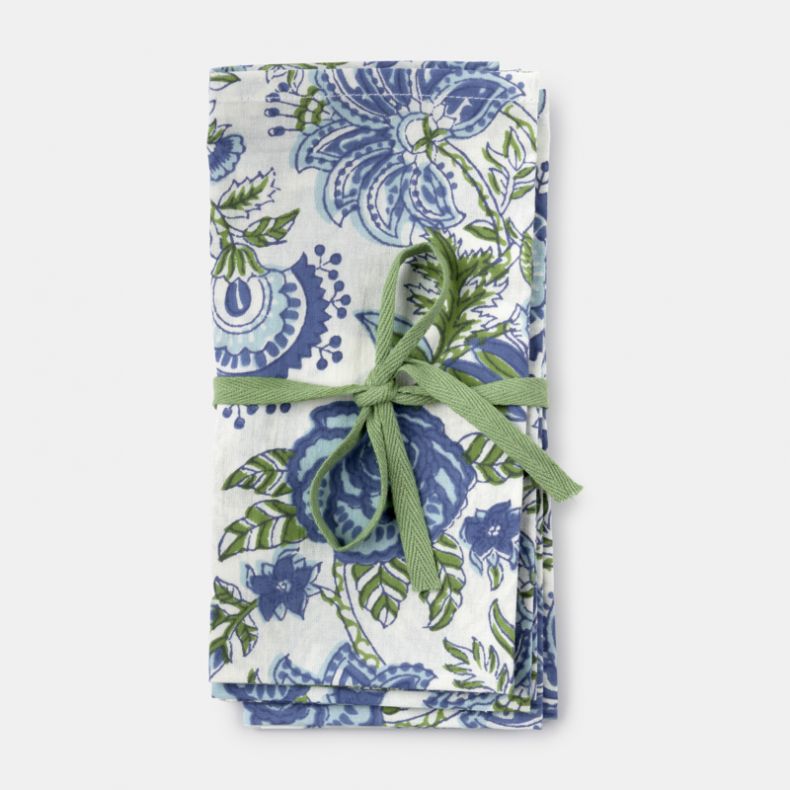 National Trust Cloth Napkins Block Print, Set of 4