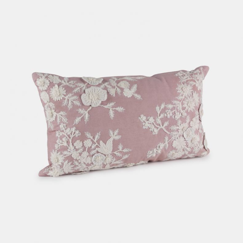 National Trust Embroidered Pink Blossom Cushion