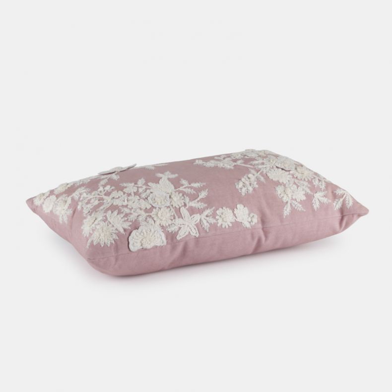 National Trust Embroidered Pink Blossom Cushion