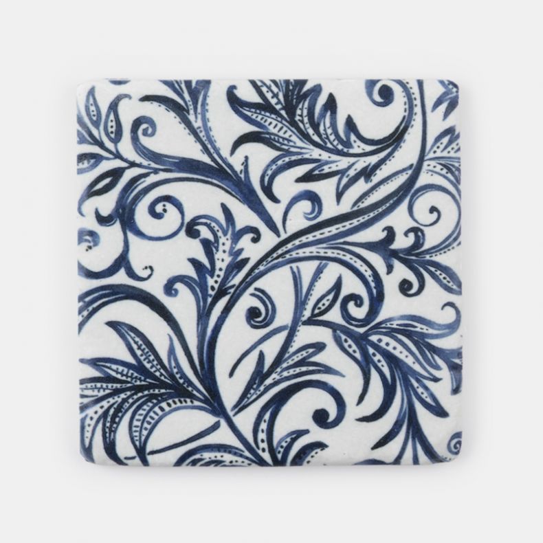 Blue Floral Coasters, Set of 4