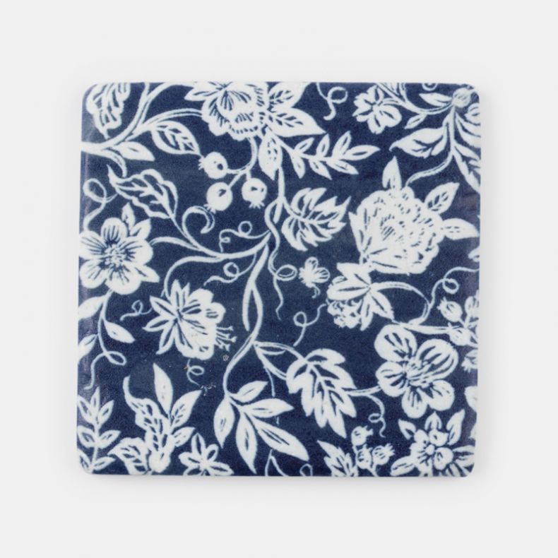 Blue Floral Coasters, Set of 4