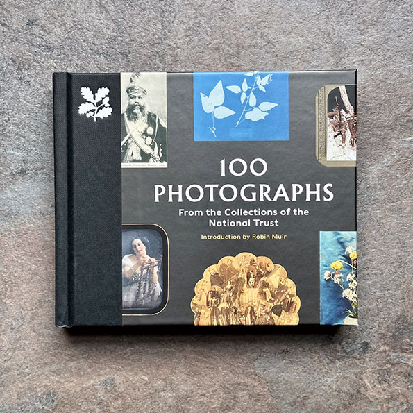 Newly published - 100 Photographs from the Collections of the National Trust. Image shows front cover, featuring images from the National Trust photographic collection, on a grey background.  